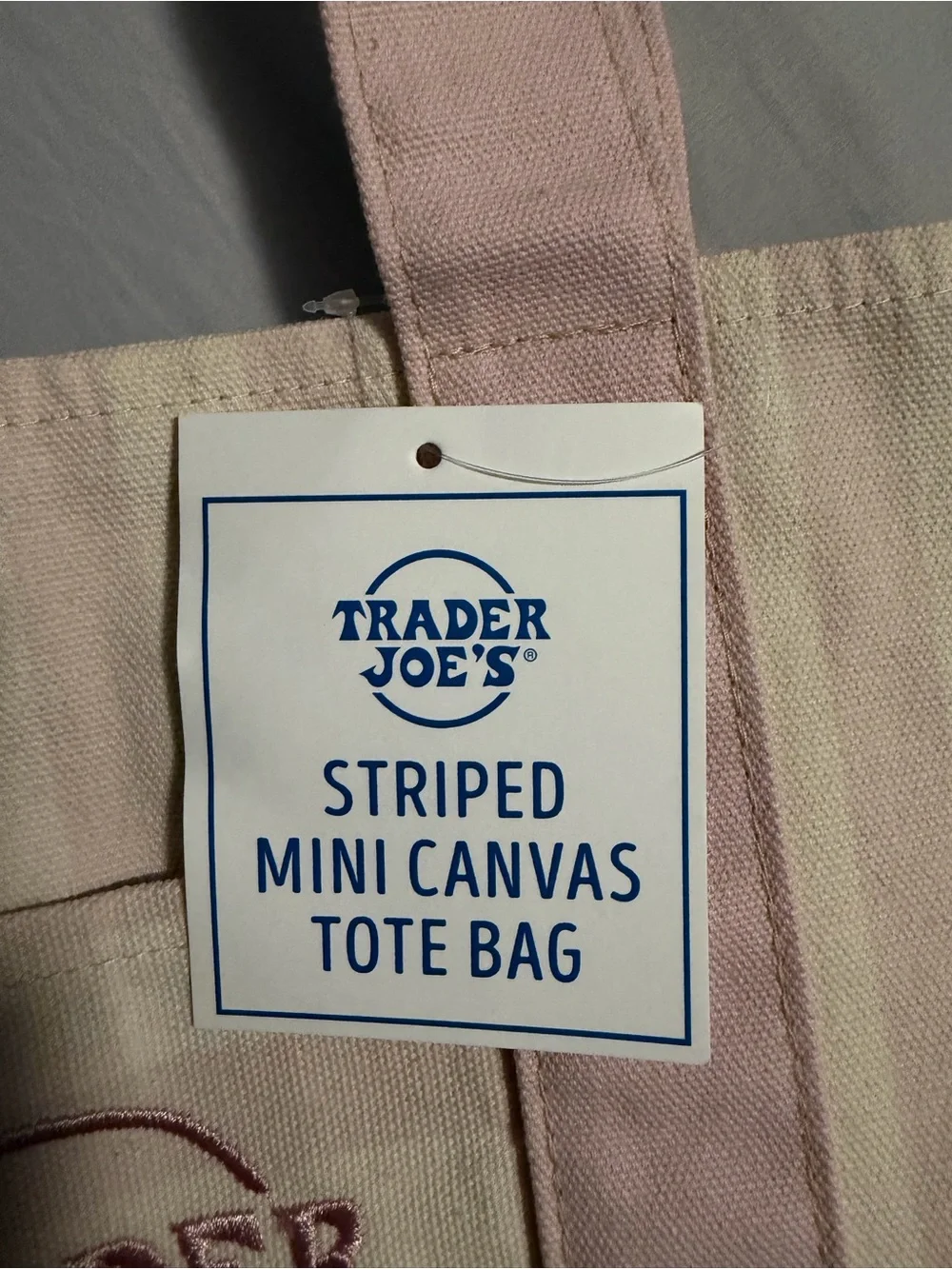 Trader Joe's Pink Striped Mini Canvas Tote Bag